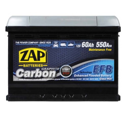 Автомобільний акумулятор ZAP Carbon EFB 60Аh 550А R+ (правий +) LB2 (560 08) h175