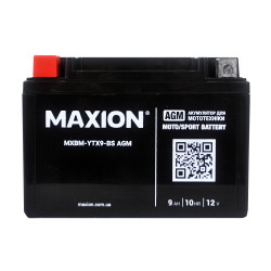 Мото акумулятор MAXION AGM 12V 9A L+ (лівий +) YTX 9-BS