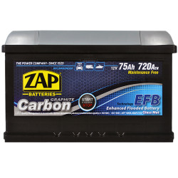 Автомобільний акумулятор ZAP Carbon EFB 75Ah 750A R+ (правий +) LB3 (575 08) h175