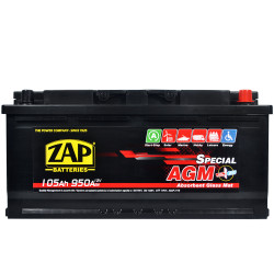 Автомобільний акумулятор ZAP AGM (L6) 105Ah 950A (605 02) R+ (правий +)