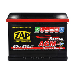 Автомобільний акумулятор ZAP AGM 60Ah 630A (L2) (560 02) R+ (правий +)