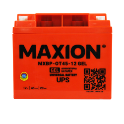 Промисловий акумулятор MAXION GEL 12V 45Ah R+ (правий +) 12-45