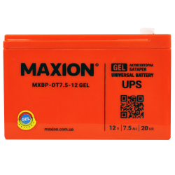 Промисловий акумулятор MAXION GEL 12V 7.5Ah L+ (лівий +) 12-7.5