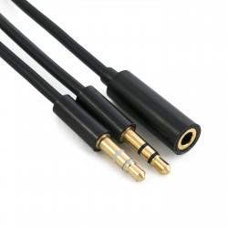 Кабель Extradigital Audio/Mic 3.5mm разветвитель, 1.5m, 30 AWG, Stereo, Gold, PVC