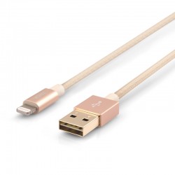 Кабель JCPAL Lightning - Dual USB, 28 AWG, 1.5 m, Nylon, Gold